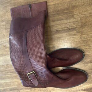 Cole Haan Tall Woven Design Leather Boots 11B